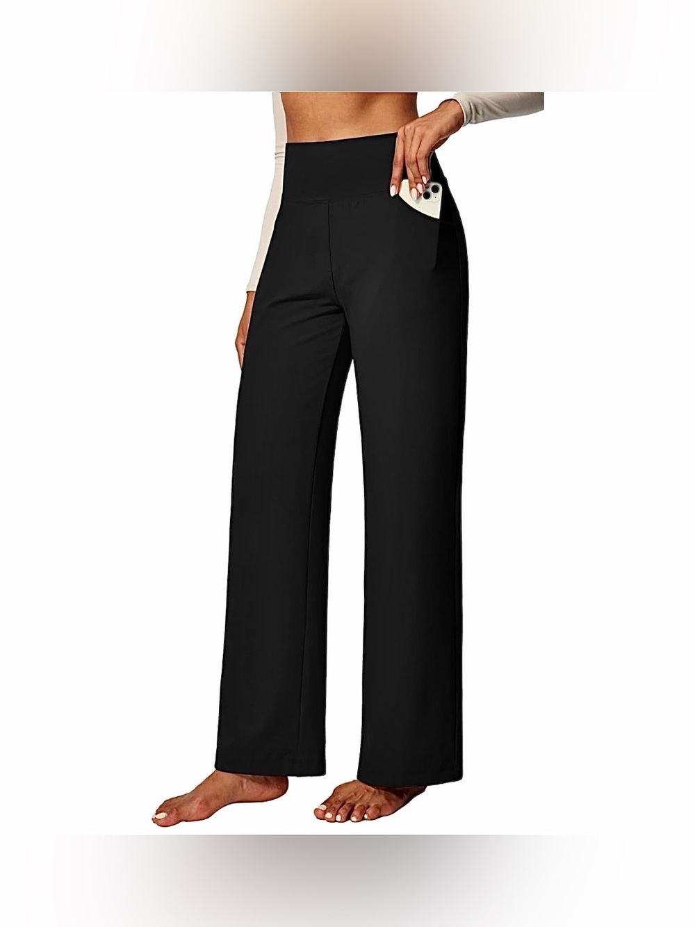 IUGA Wide Leg Pants with Pockets High Waist Stretch Tummy Control Size M
